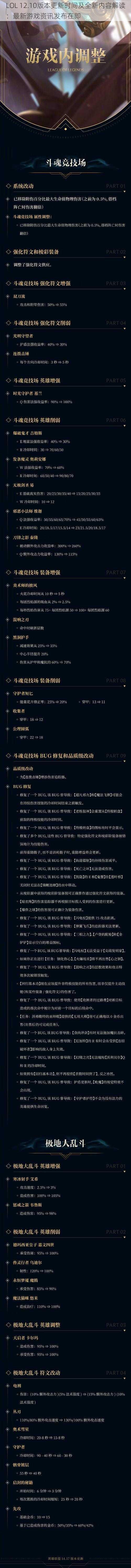 LOL 12.10版本更新时间及全新内容解读：最新游戏资讯发布在即